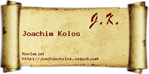 Joachim Kolos névjegykártya